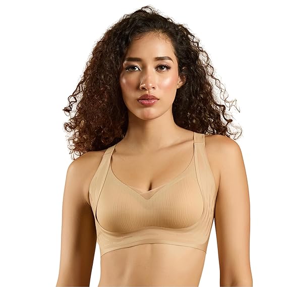 SOIE Women’s Seamless T-Shirt Bra – Padded, Non-Wired, Full Coverage with Mesh